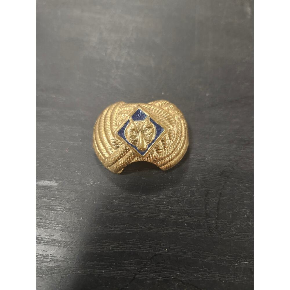 Vintage Cub Scout BSA Gold Webelos Wolf Metal Neckerchief Slide Bandana Clip
